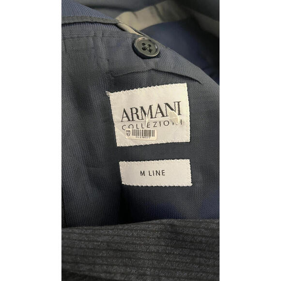 Armani  Collezioni Navy Blue Micro striped  2 Piece Suit Jacket Pants Set - Picture 9 of 16